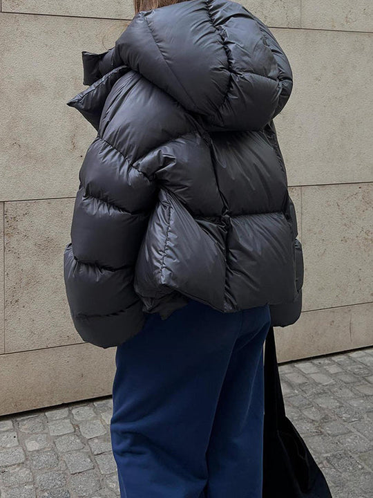 Damen Winter Steppjacke Mit Kapuze Im Lockeren Schnitt