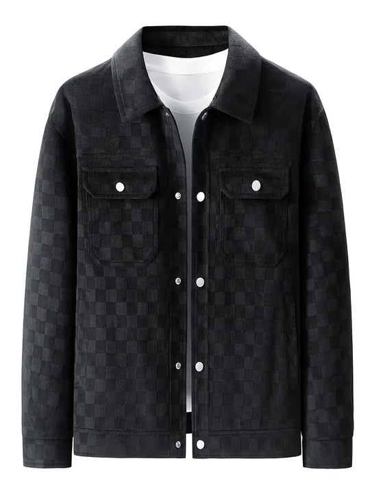 Herren Veloursjacke Mit Karostruktur
