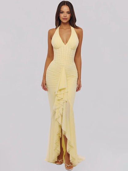 Maxikleid mit gerafftem Neckholder für Hochzeitsgäste