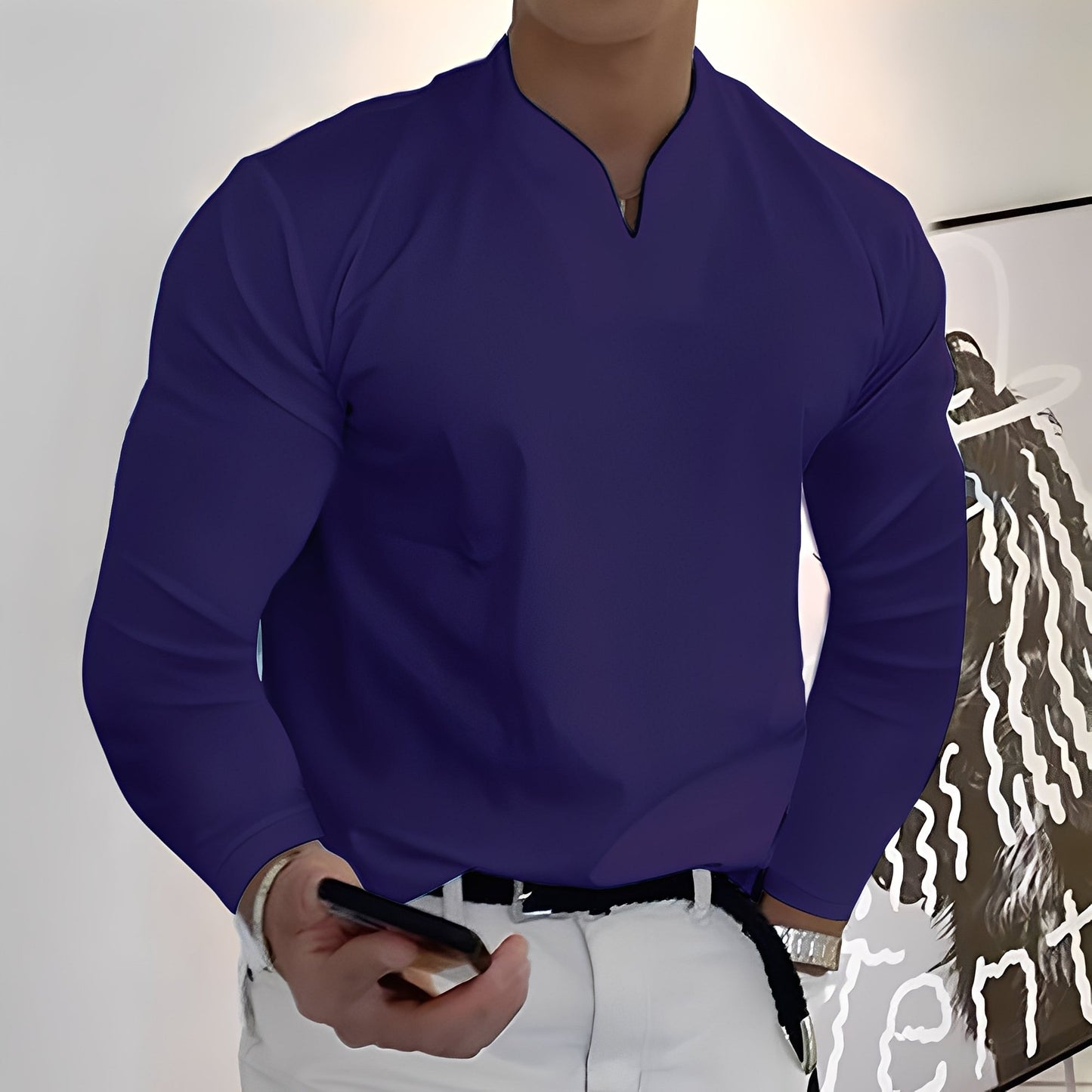 Herren Langarm Freizeitshirt