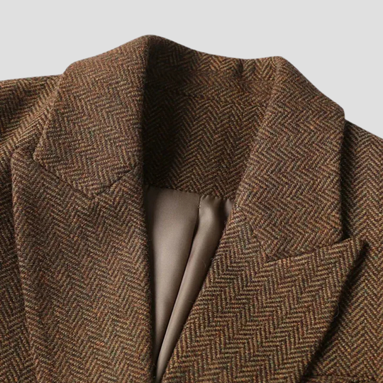 Damen Tweed Mantel Mit Doppelreihigem Design