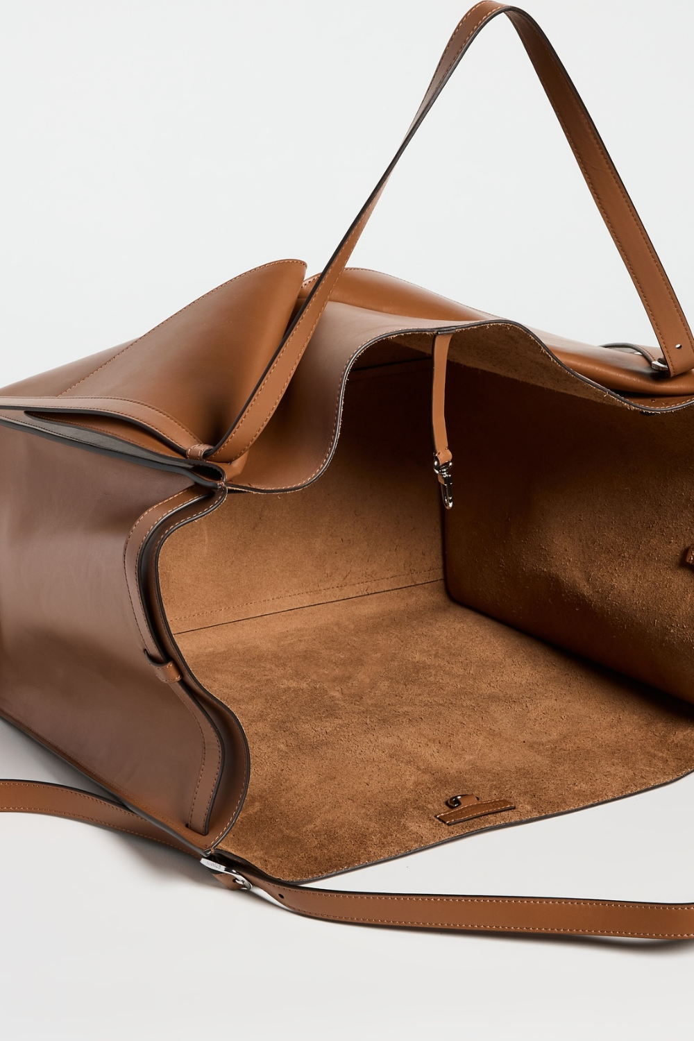Große Tote Bag aus Kunstleder mit Faltenoptik für Damen
