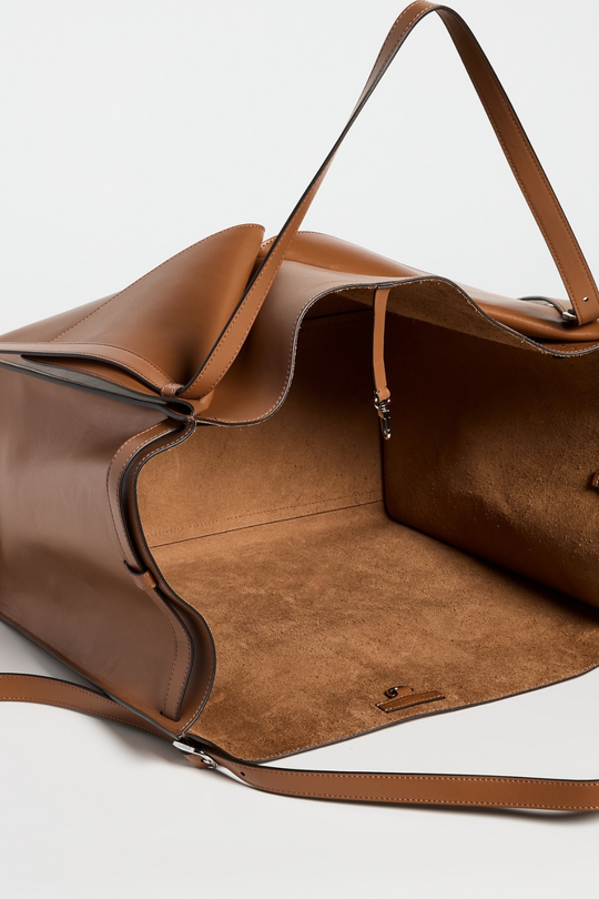 Große Tote Bag aus Kunstleder mit Faltenoptik für Damen