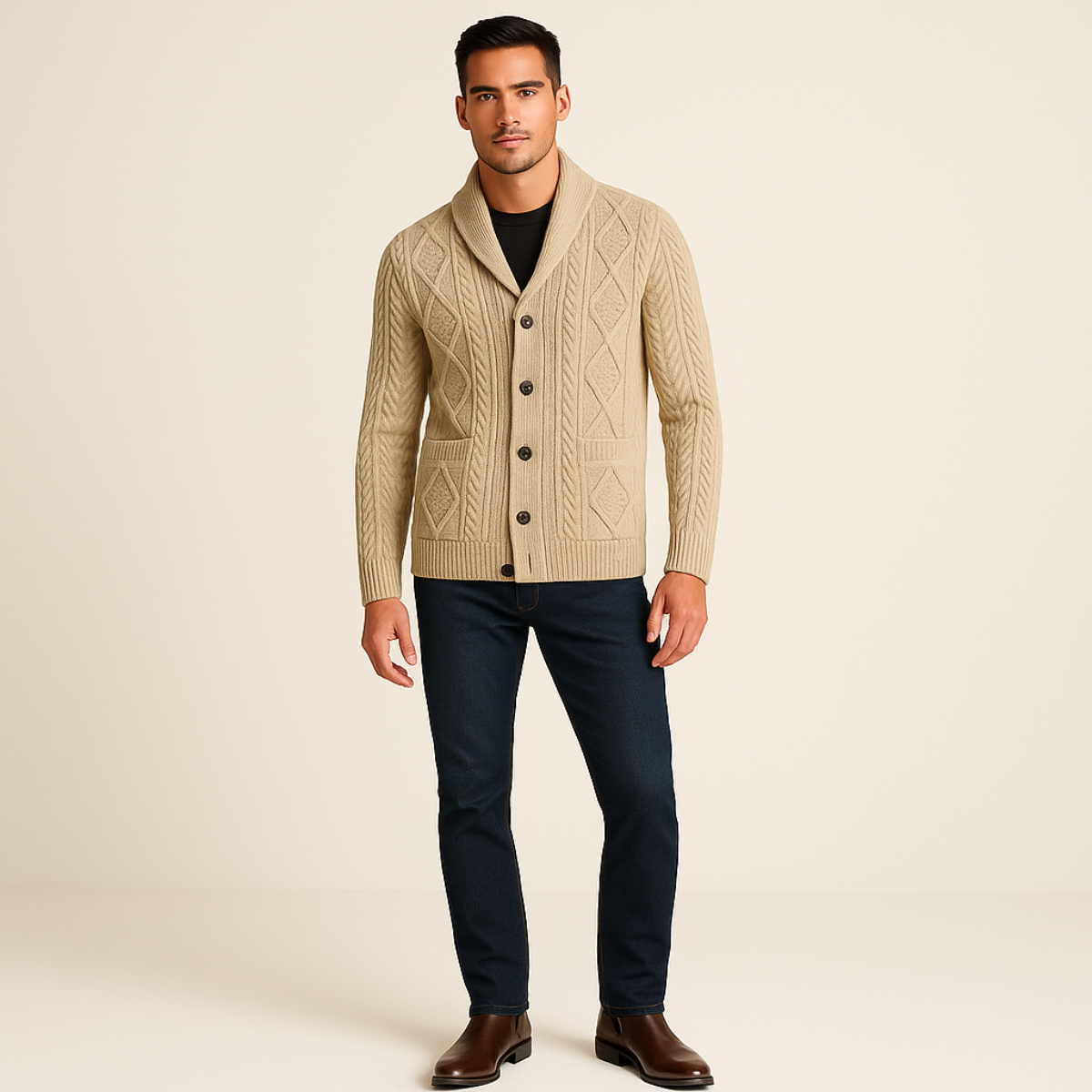 Herren Cardigan Mit Klassischem Design