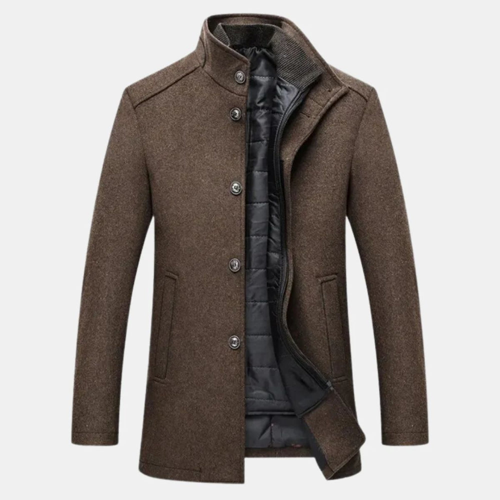 Herren Wollmantel Mit Klassischem Winter Design