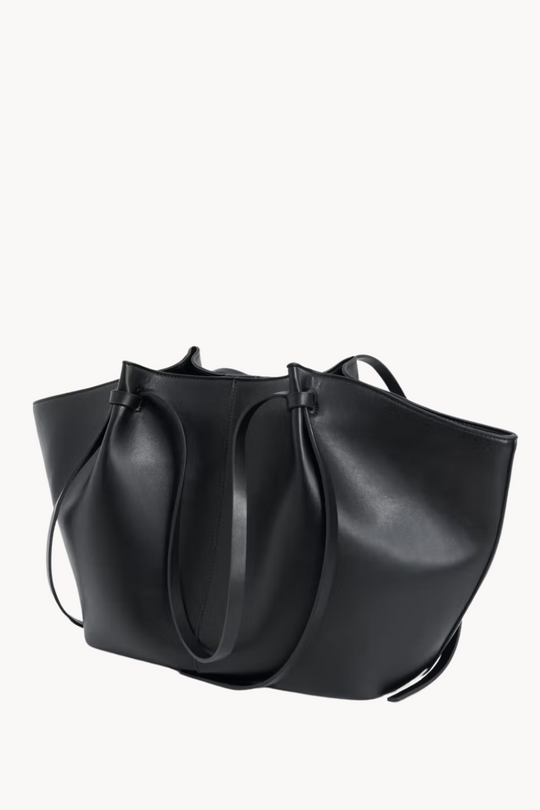Livana Tote Schwarz | Große Tote Bag aus veganem Ultrafiber mit Laptopfach und goldenen Details für Damen