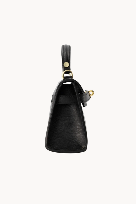 Kalie Noir | Elegante Mini Handtasche aus veganem Leder mit Goldverschluss für Damen