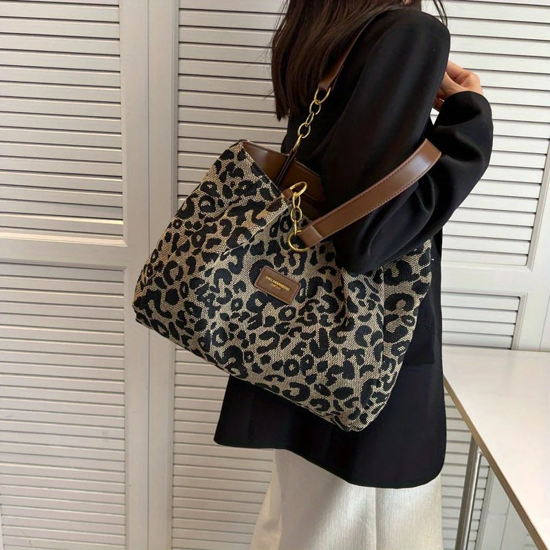 Trendige Leopard Canvas Tasche für Damen