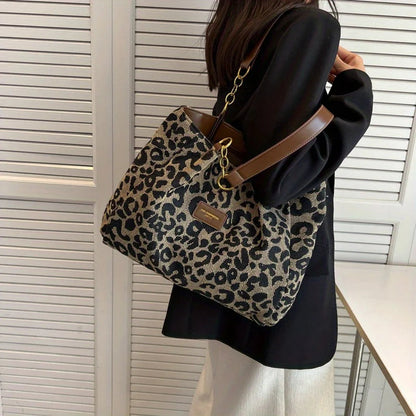 Trendige Leopard Canvas Tasche für Damen