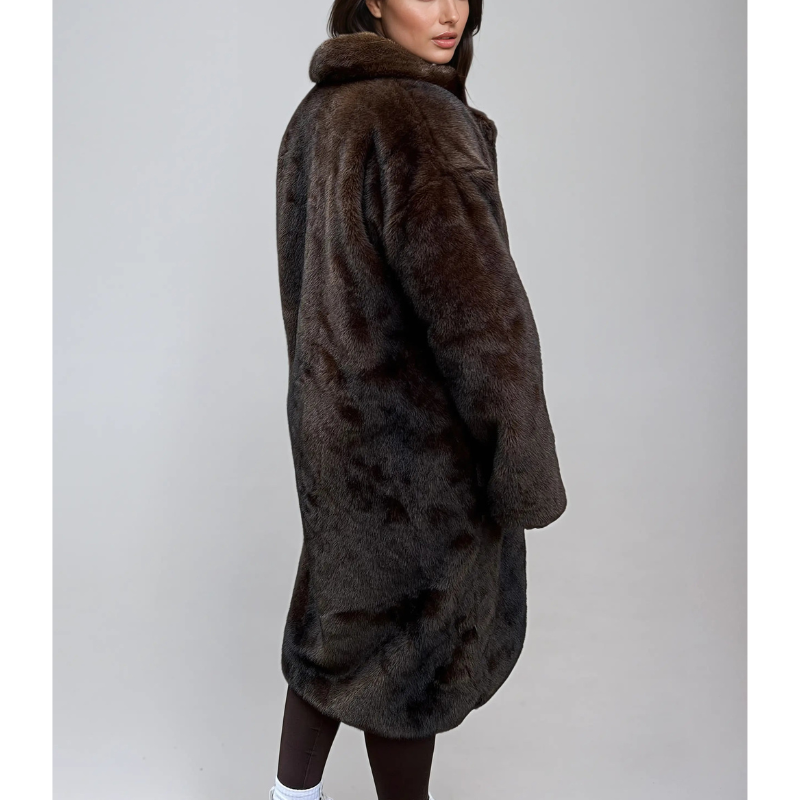 Damen Wintermantel Mit Kunstfell In Braun