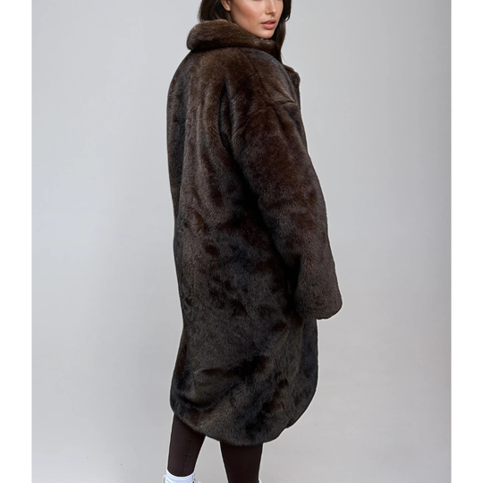 Damen Wintermantel Mit Kunstfell In Braun