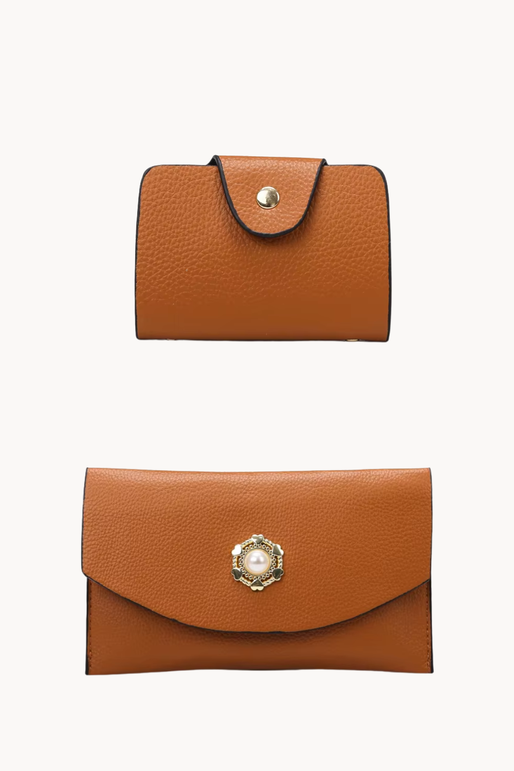 3-teiliges Handtaschen Set aus strukturiertem Kunstleder mit goldenen Details für Damen