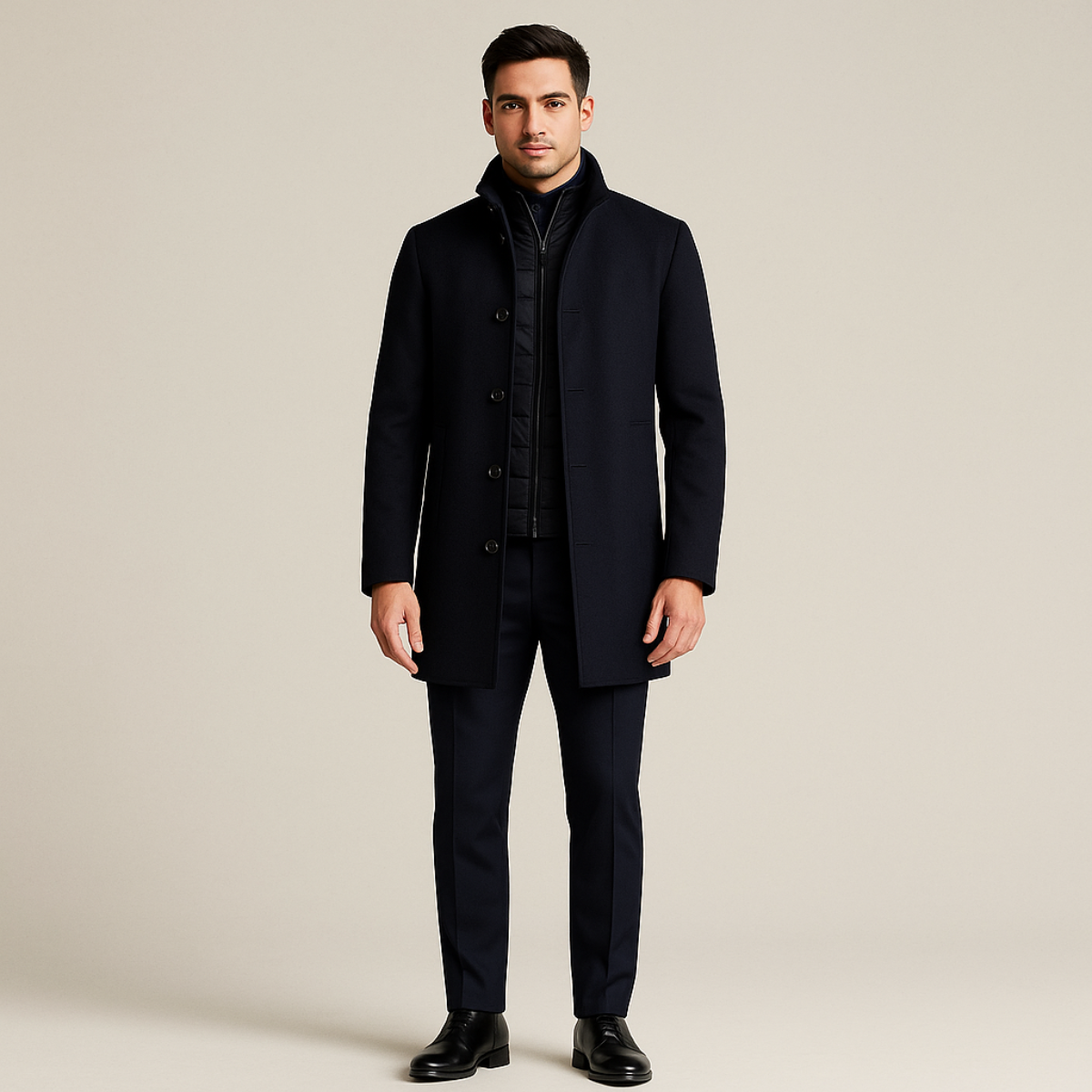 Herren Wollmantel Mit Klassischem Winter Design