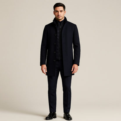 Herren Wollmantel Mit Klassischem Winter Design