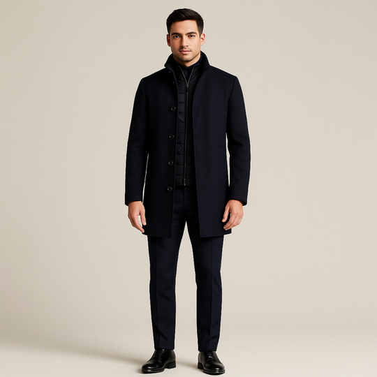 Herren Wollmantel Mit Klassischem Winter Design