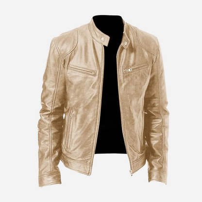 Herrens Stylische Locker sitzende und taillierte Lederjacke