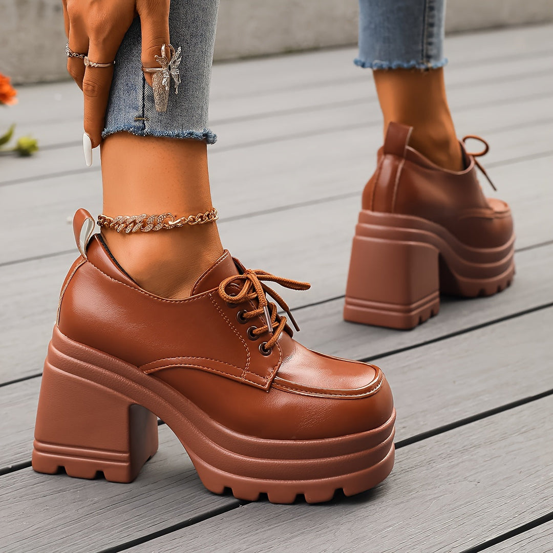 Damen Plateauschnürschuhe Im Retro Design