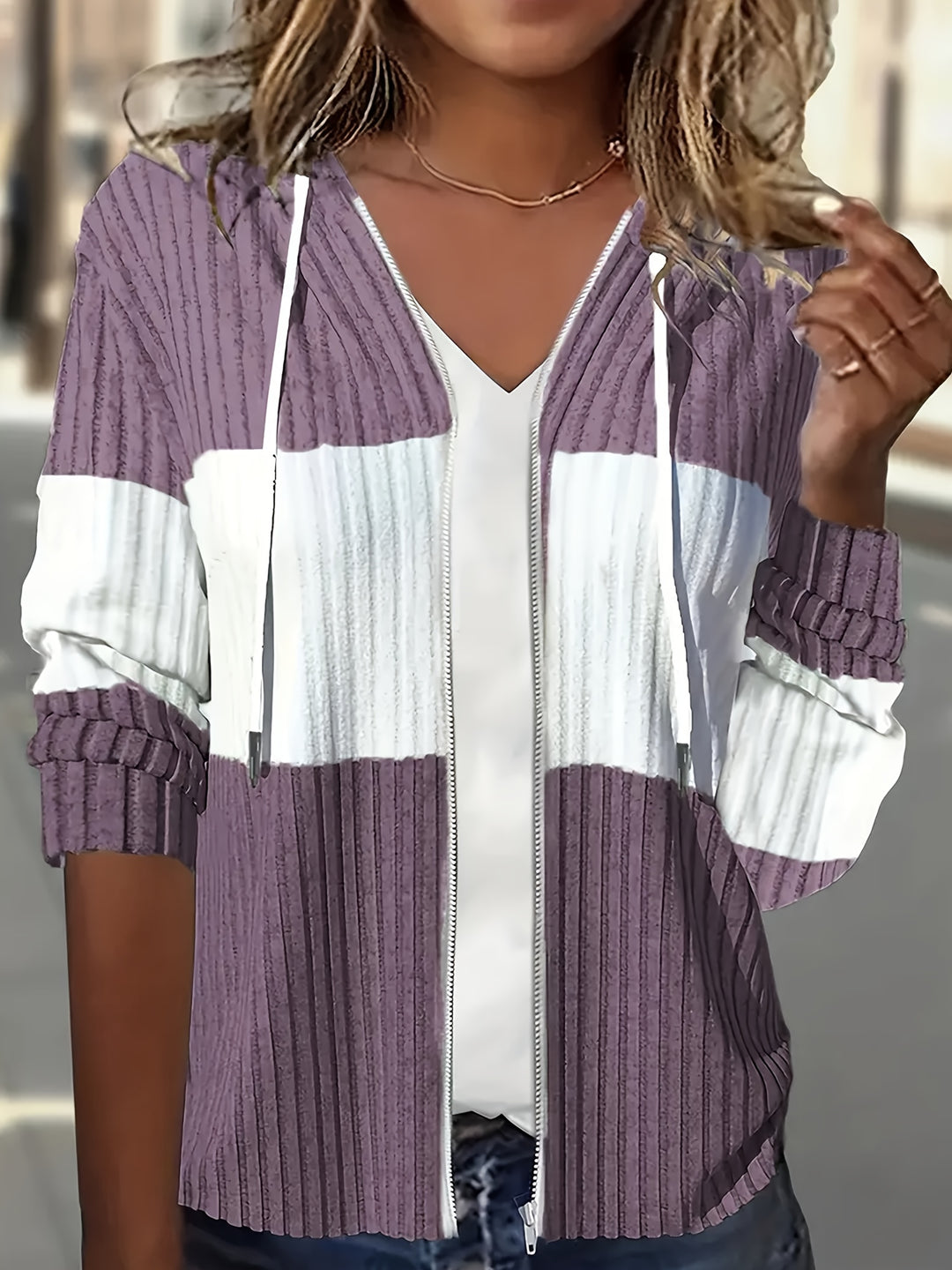 Elegante Kapuzenjacke mit Reißverschluss für Damen