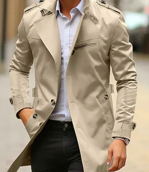 Herren Trenchcoat Mit Bindegürtel Und Doppelreihiger Knopfleiste