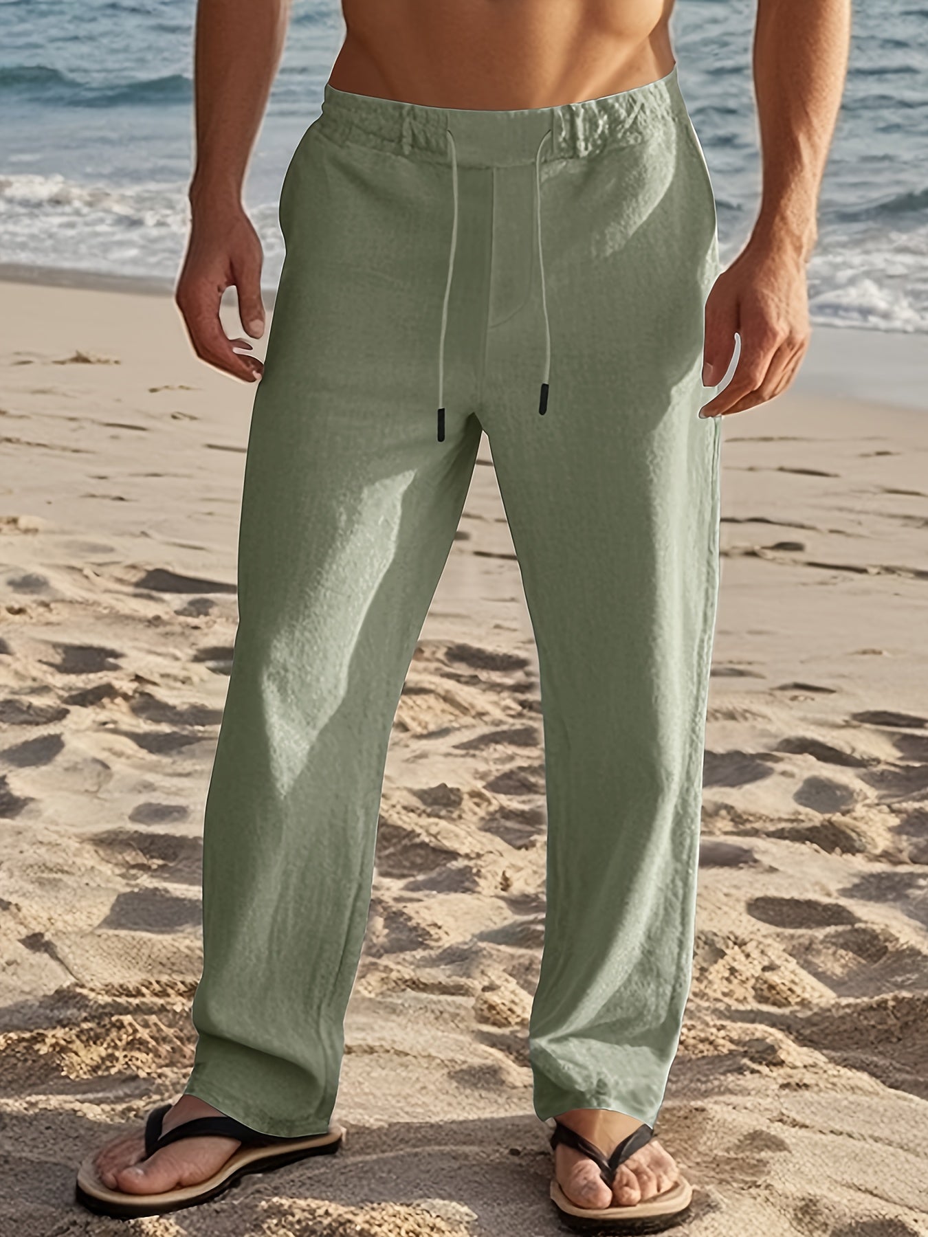 Herren Leinenhose mit entspanntem Schnitt im Detail