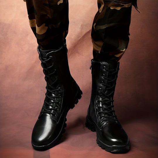 Lederstiefel mit Reißverschluss und Profilsohle für Herren