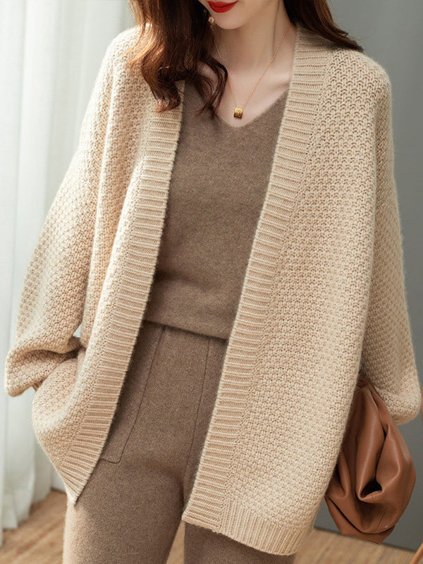 Damen Strickjacke Mit Lockerem Schnitt Und Einfarbigem Design