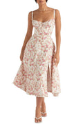 Florales Bustier Midriff Cutout Bodycon Kleid