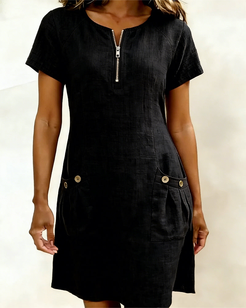 Leinenkleid mit A-Linien-Schnitt und weicher Haptik