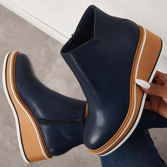 Damen Stiefel Mit Seitlichem Reißverschluss Und Klassischem Design