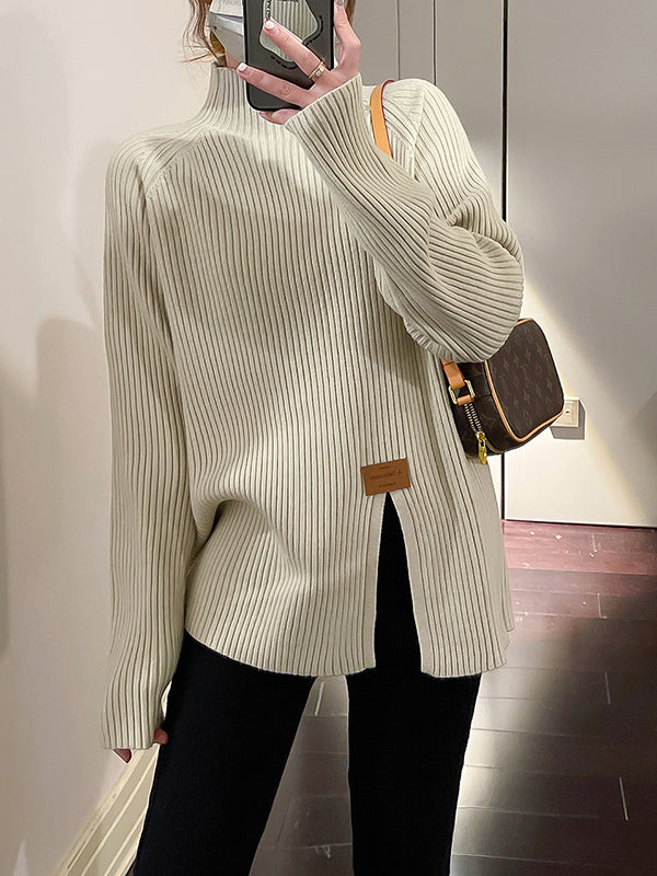 Damen Strickpullover Mit Lockerem Schnitt Und Stehkragen