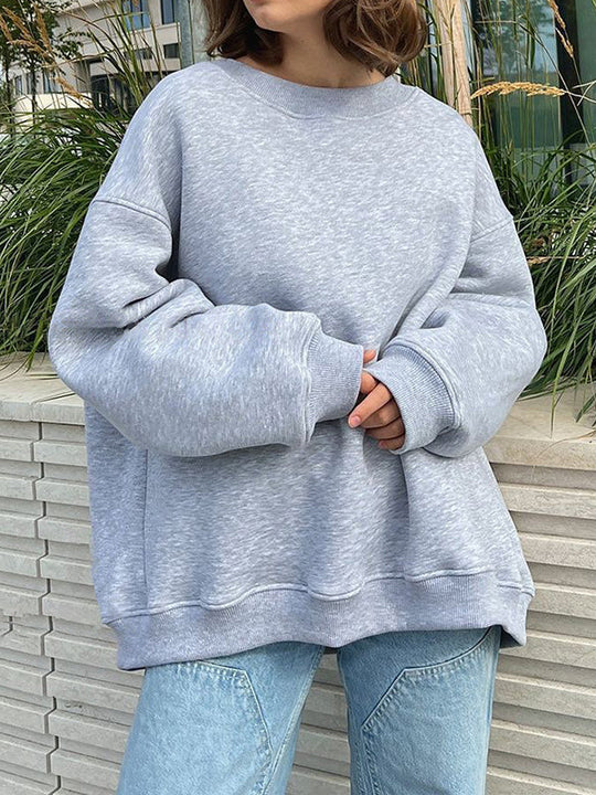 Damen Sweatshirt Locker Mit Rundhalsausschnitt