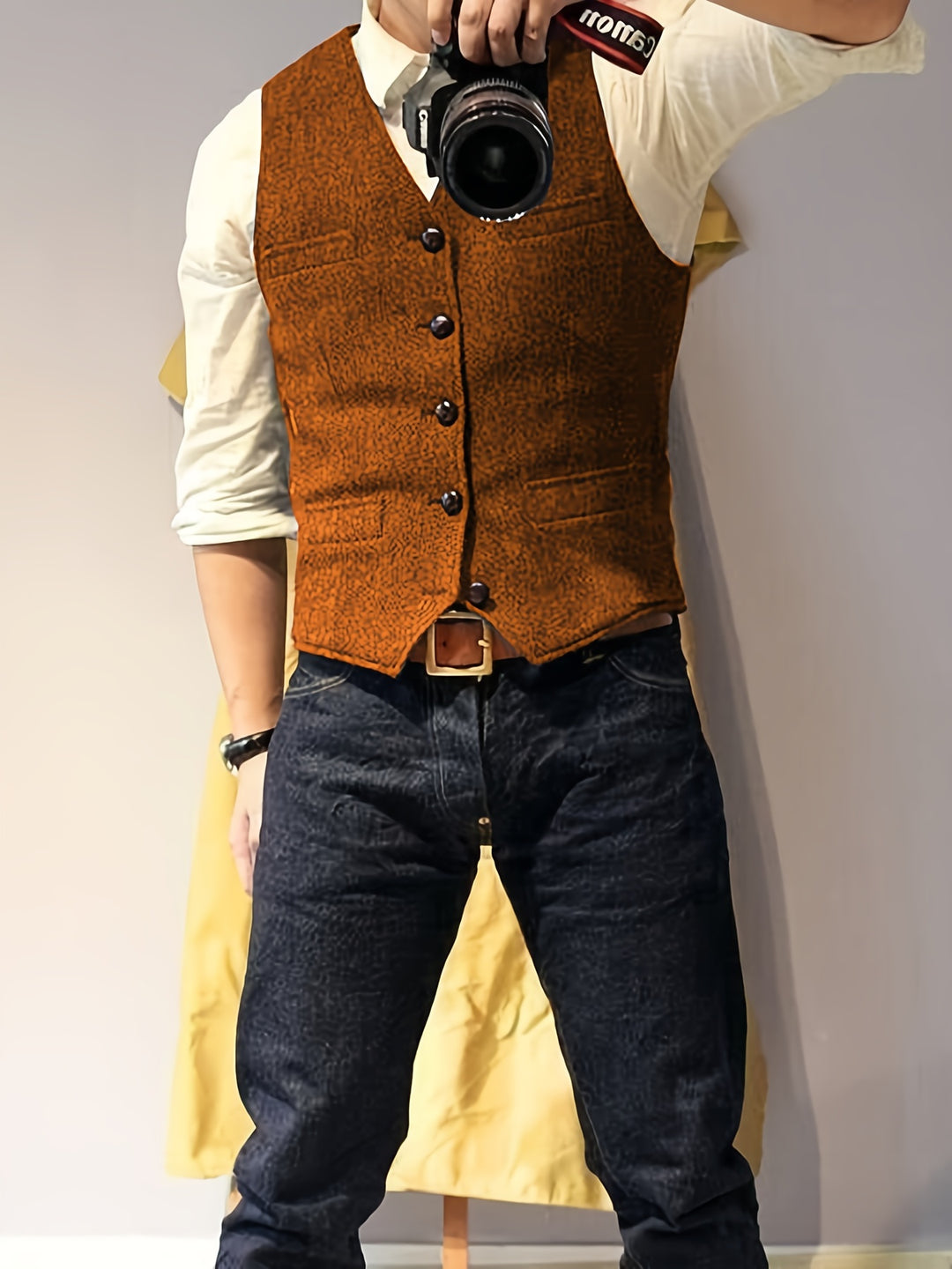 Vintage Tweed Weste im Western-Stil für Herren