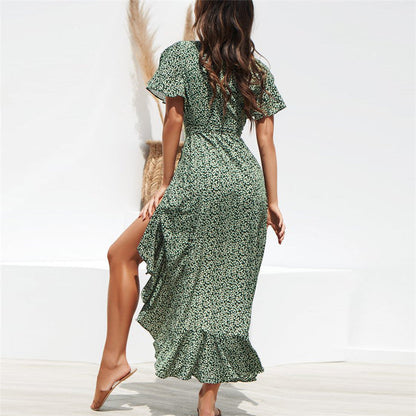 Maxikleid aus Polyester mit Bindegürtel