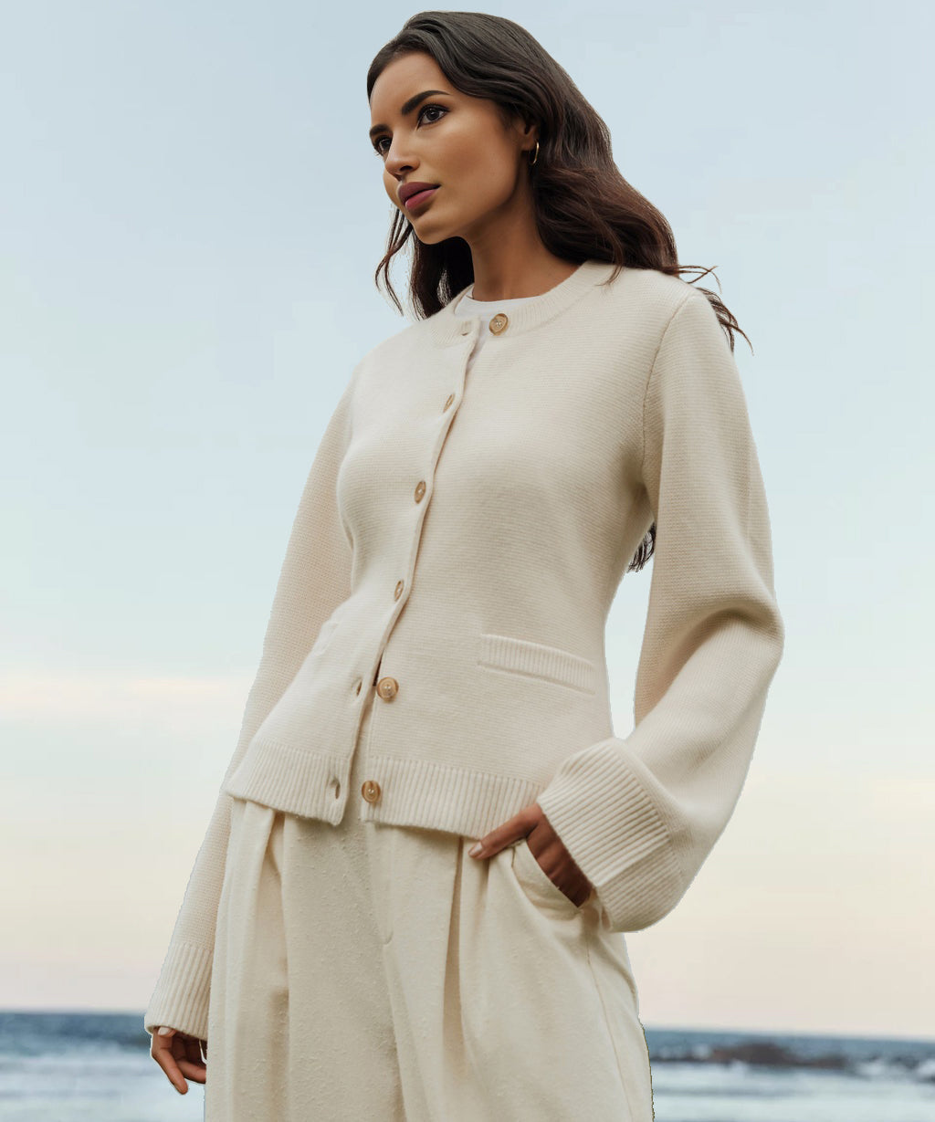 Damen Kaschmir Cardigan Mit Knopfleiste