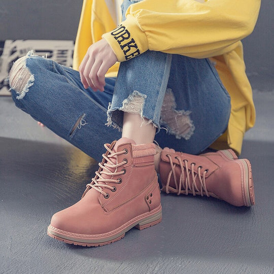 Damen Stiefel Mit Sneaker Design Und Plüschfutter