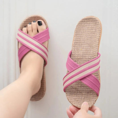 Komfort-Sandalen für Damen mit roten Kreuzriemen – ideal für den Sommer