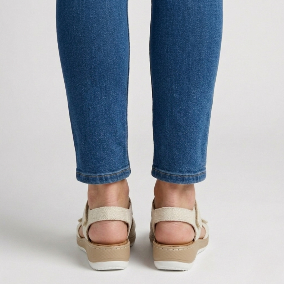 Damensandalen mit Blumenmuster und hohem Komfort