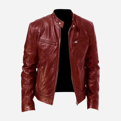 Herrens Stylische Locker sitzende und taillierte Lederjacke