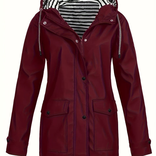 Gestreifte Jacke mit Kapuze und Reißverschluss für Damen