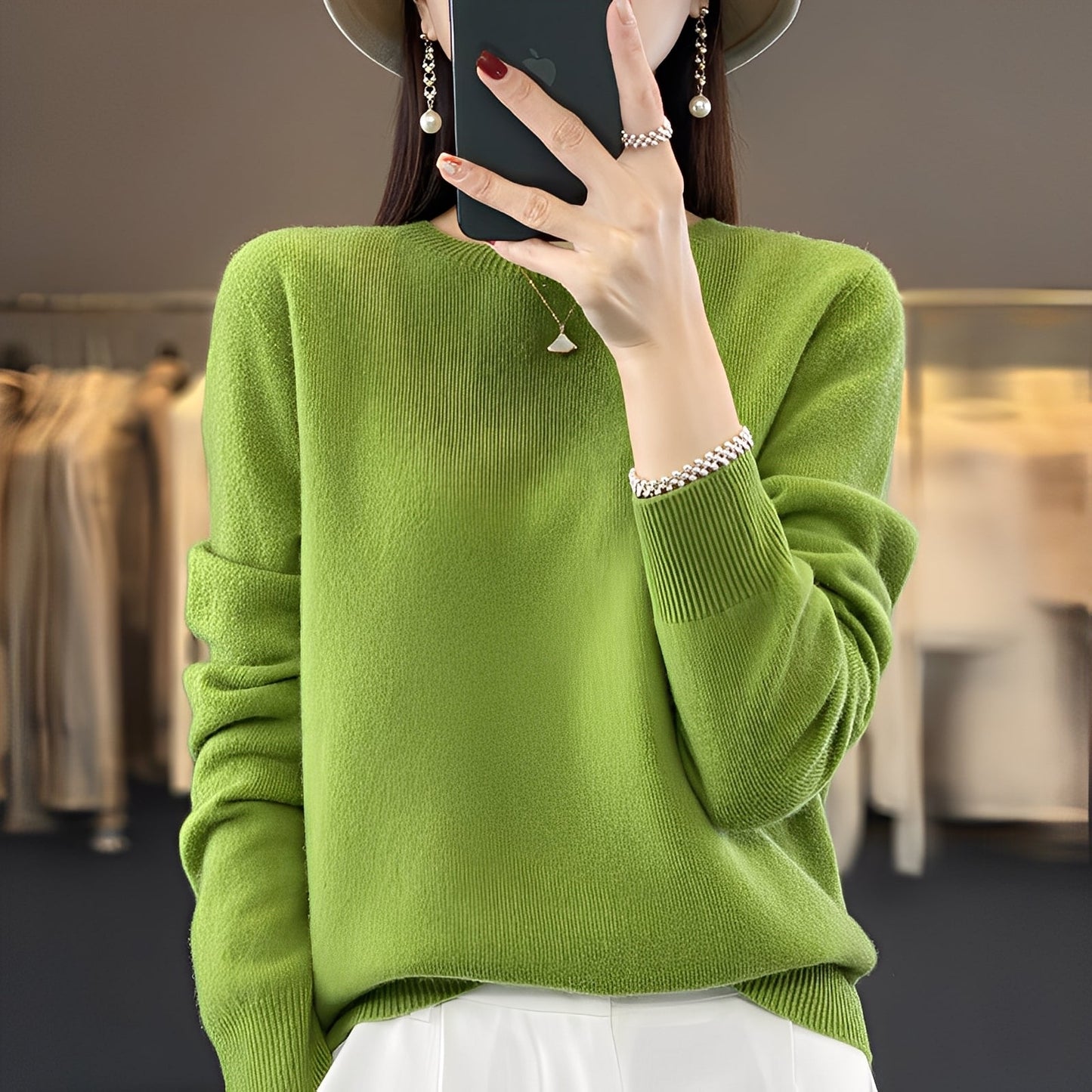 Eleganter Damenpullover aus Kaschmir, weicher Strickpullover