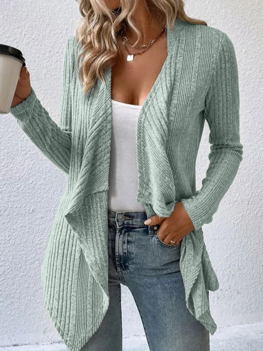 Damen Strick Cardigan Mit Wasserfall Schnitt