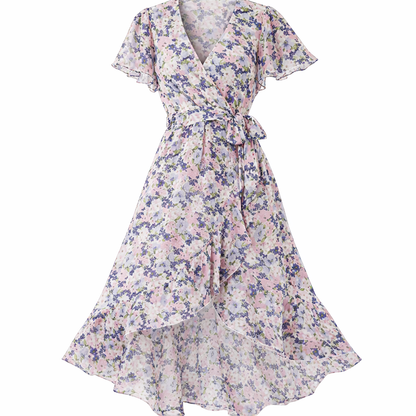 Midikleid mit floralem Wickeldesign