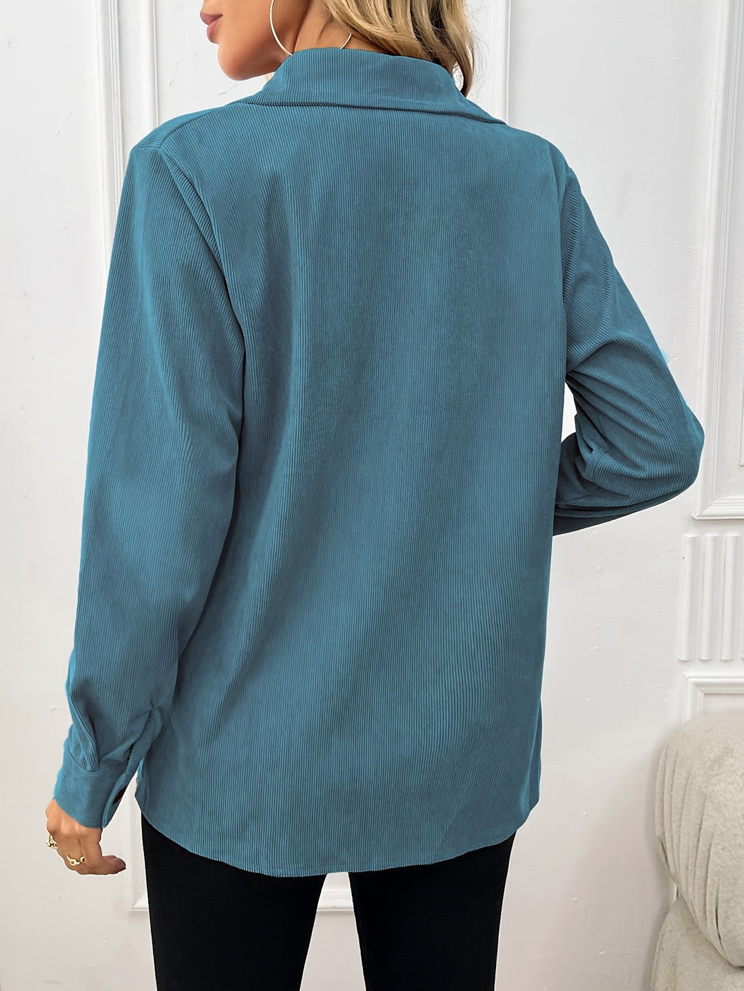Cordjacke mit Reverskragen und aufgesetzten Taschen für Damen