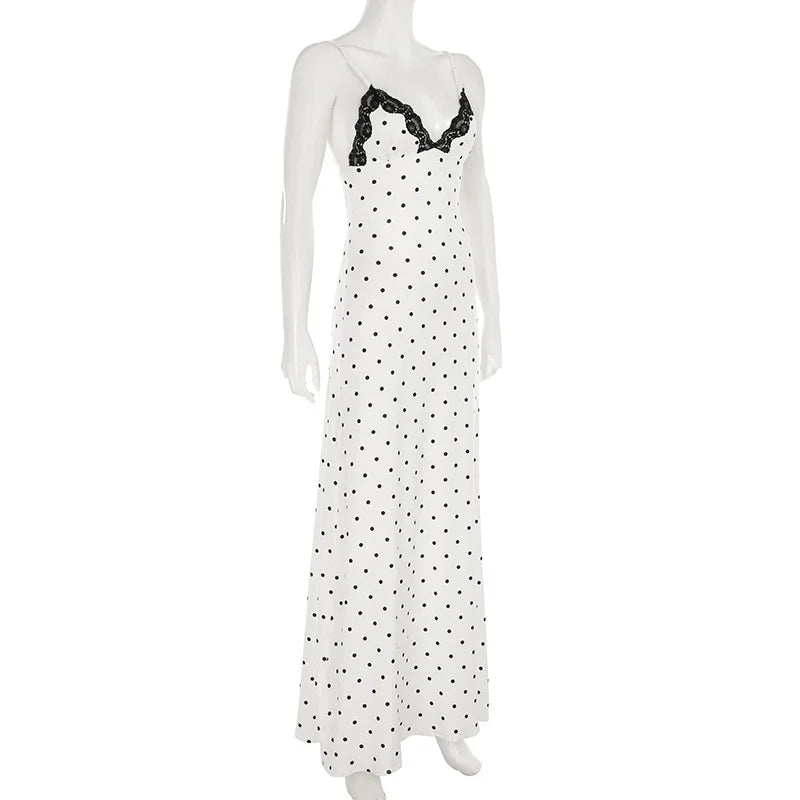 Damen Maxikleid Ärmellos mit Punkten