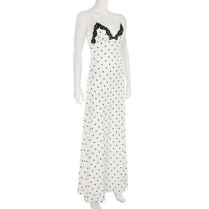 Damen Maxikleid Ärmellos mit Punkten