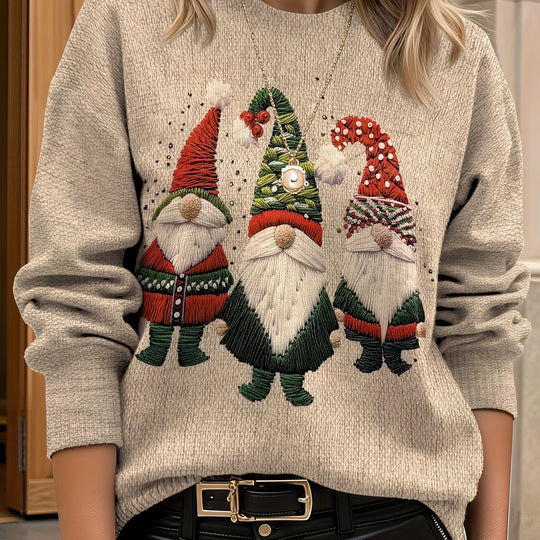 Weihnachtspullover mit Wichtelmotiv für Damen