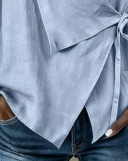 Ärmellose Wickelbluse, leicht, mit Seitenbändchen