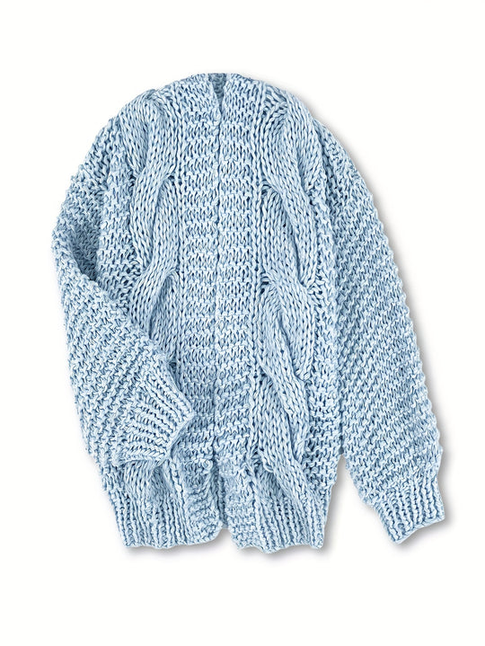 Grobstrick Cardigan mit geometrischem Muster für Damen