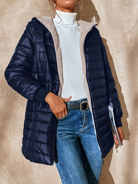 Midi-Steppmantel mit Fleecefutter für Damen