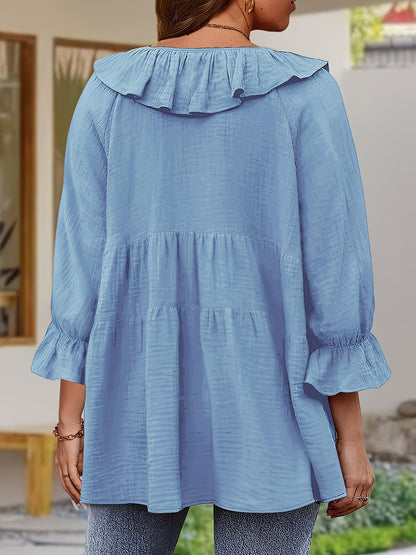 Elegante Bluse mit Rüschensaum am Ausschnitt für Damen